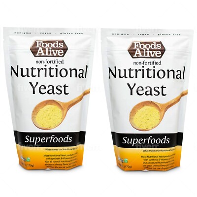 Foods Alive Nutritional Yeast Flakes | Non-Fortified, Plant Based Protein-2PACKS