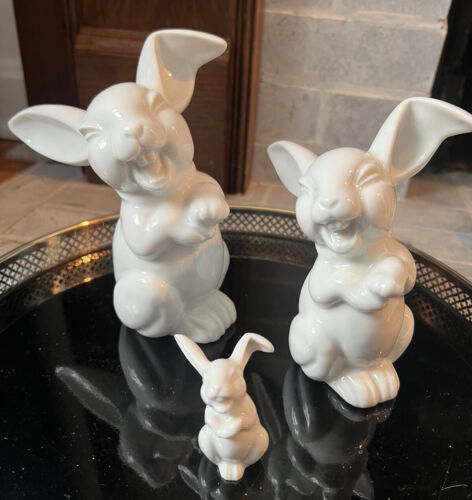 Set of 3 - Rosenthal Bavaria Germany Laughing Bunny Figurines 6", 5", 2,5" - Picture 1 of 12