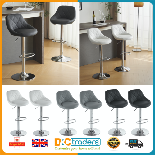 2Set Swivel Bar Stool Kitchen Breakfast Chair PU Leather Seat 3 Colour Lift-Up - Picture 1 of 37