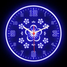 25ck1014 Japanese Cherry Blossom Wall Home Décor Flexible Neon Clock 7 Colors