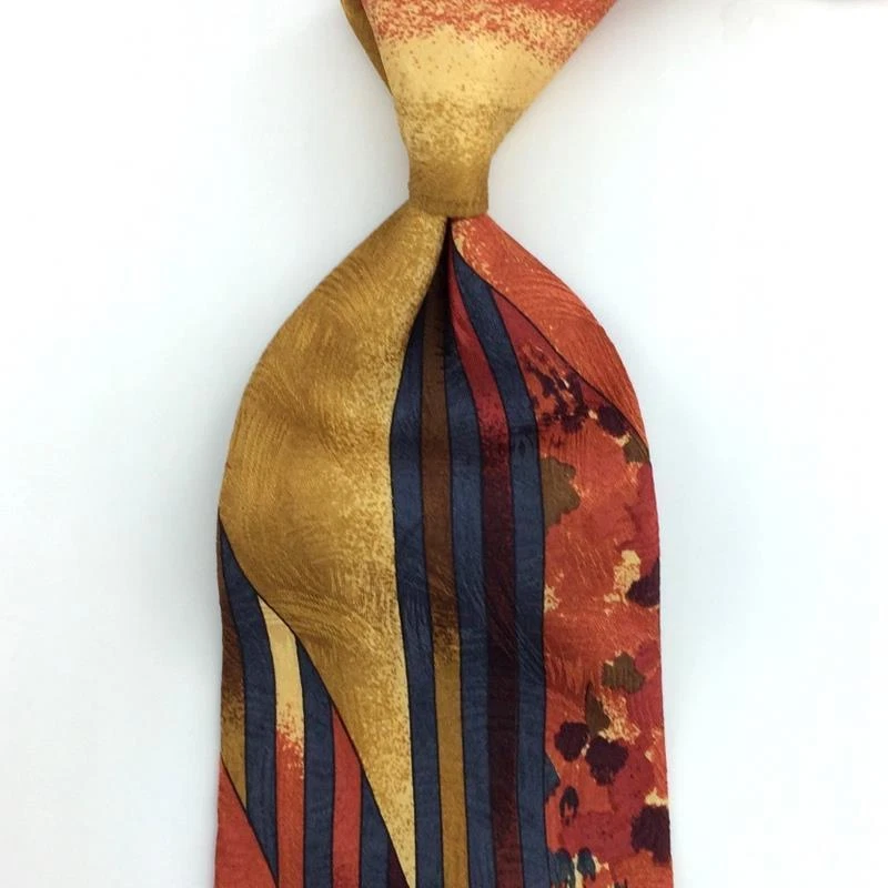 Corbata VITALIANO PANCALDI Italia dorada/marrón/gris lunares abstractos de lujo seda #L3 Foto 2 de 4