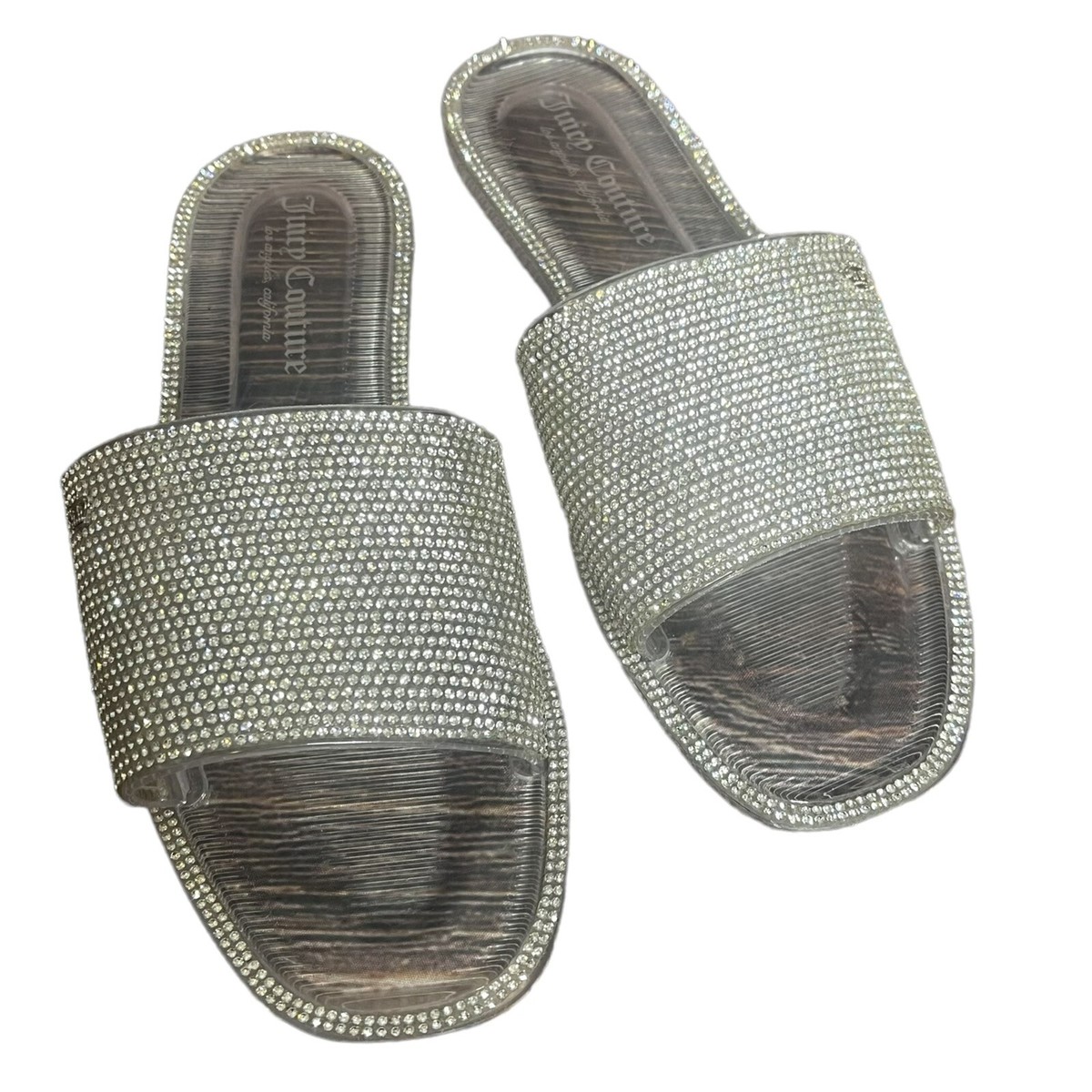 【Juicy Couture】DIAMANTE SLIDE ロゴ ラインストーン サンダル Juicy Couture Slide On Sandals Clear Bling Rhinestone Clear