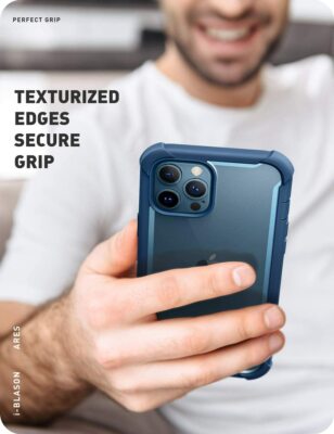 For iPhone 12 Pro Max, i-Blason 360° Shock-Absorbing Shell Case w/ Screen Cover