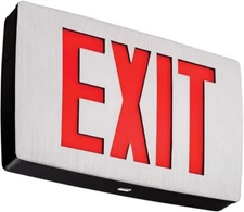 Lithonia Lighting LQC 1 R EL N Brushed Aluminum Exit Sign w/ Battery Backup