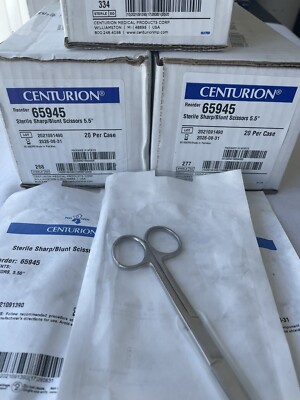 Centurion 65945 Scissors , Sterile sharp/ blunt scissors, 5.5 , 20/ box,(3 boxes