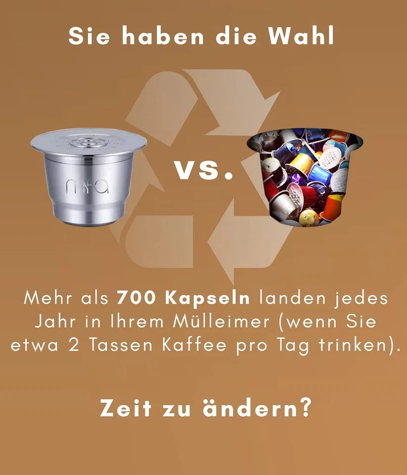 Wiederverwendbare Edelstahl Metall kapseln nachfüllbar für Nespresso 02B7301M  - Bild 3 von 4