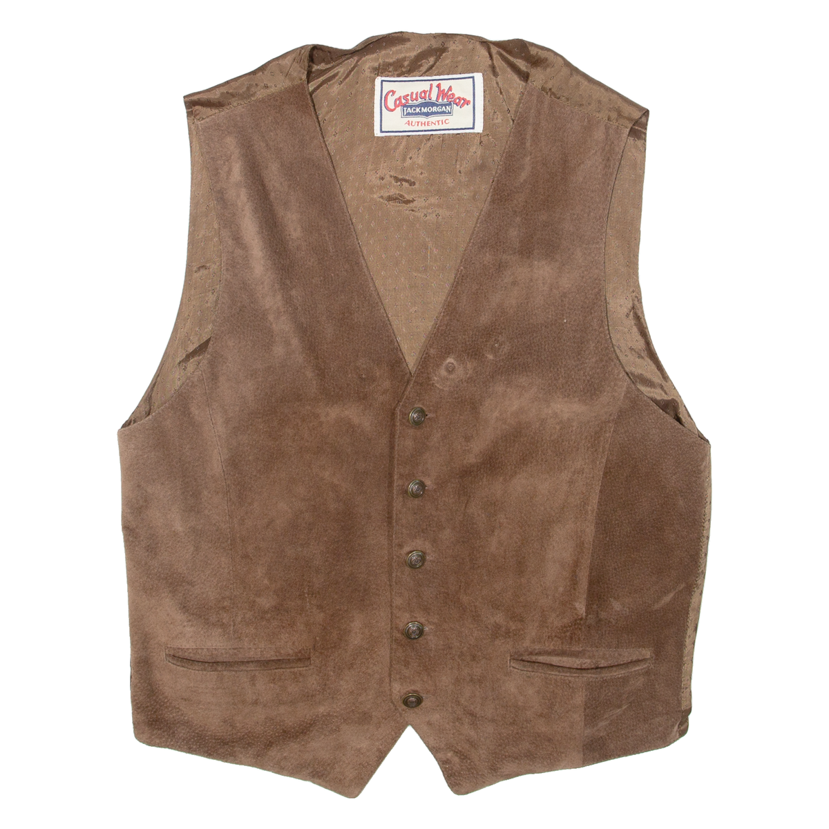 CASUAL WEAR Mens Blazer Waistcoat Brown Leather Suede S UK