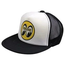 Men's Mooneyes Black White Mesh Trucker Hat w Silkscreened MOON Logo CM002 