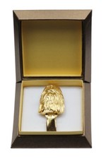 Shih Tzu - gold covered clipring with dog, in box, Art Dog USA