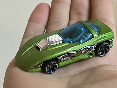 Mattel Hot Wheels 2014 Silhouette Shark Sensor Green Blue Die Cast Model Car