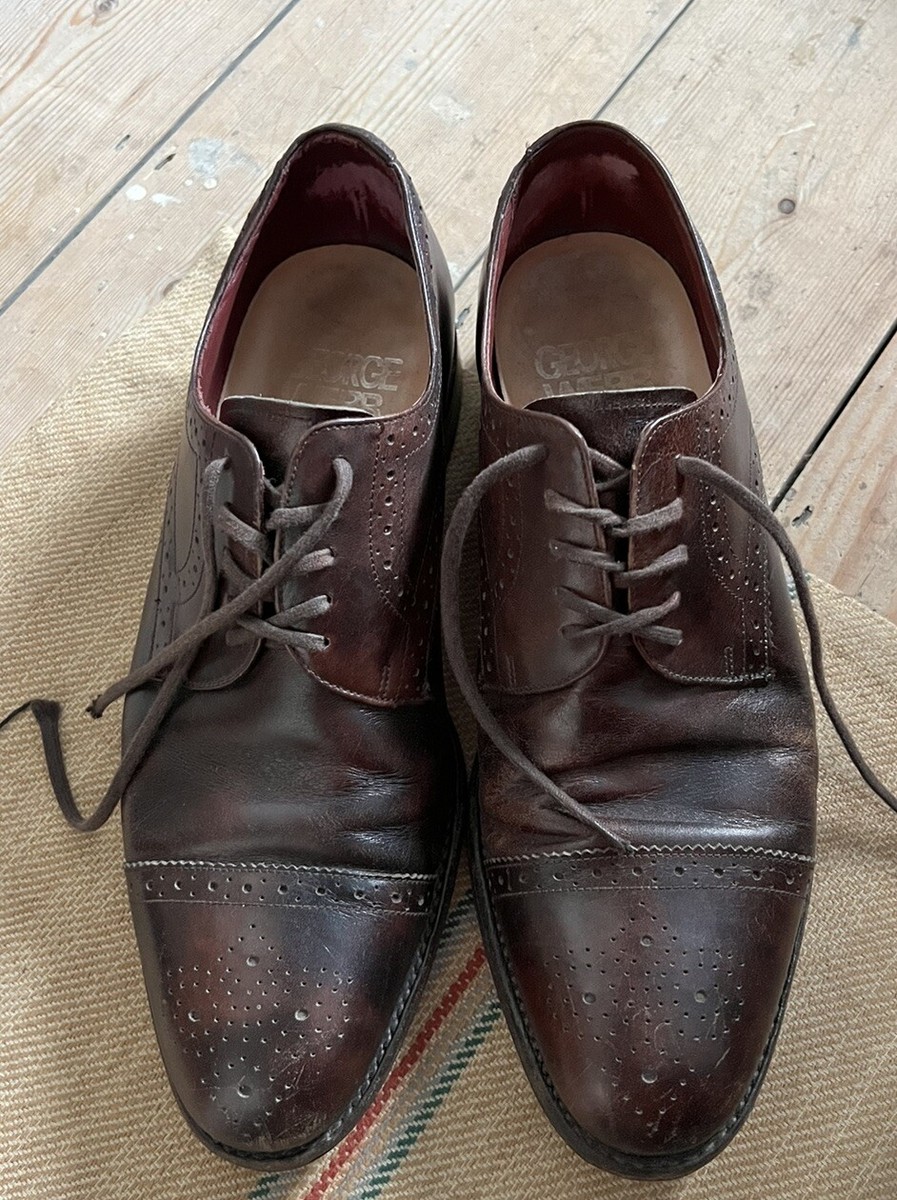 George Webb Of Northampton Male Brown Leather Shoes UK9 Good Used