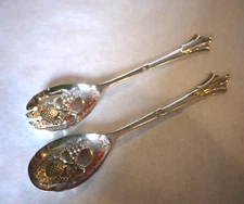 EPNS A1 Sheffield England, Silver Plate Serving or Berry Spoon  & Spork-  8 3/4"
