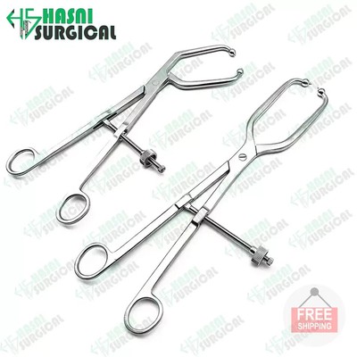 Premium Veterinary Pelvic Forceps Set   2-Piece Straight & Curved Tools