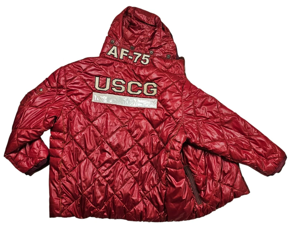 LO ÚLTIMO Chaqueta de GRANADA REMENDADA CON CAPUCHA EDREDÓN DE RESCATE AVIREX USCG para hombre 4L (ajuste XXXL) Foto 4 de 4