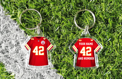 Kansas City Chiefs Shirt Trikot Schlüsselanhänger, komplett personalisiert Name & Nummer NFL