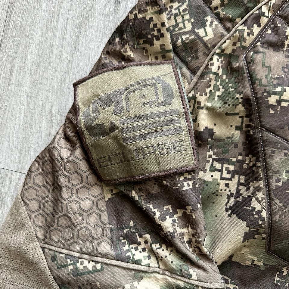 Planet Eclipse Paintball Jersey Mens 2XL Brown Green Camo Padded Vented LS Shirt - Image 3 of 4