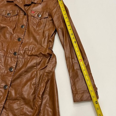 Y2K Miss Sixty Faux Leather Trench Coat Jacket Sz Med Belted