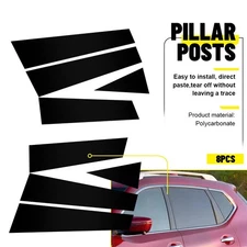 Black Pillar Posts Sticker Window Door Trim Cover Kit For Nissan Rogue 2014-2020