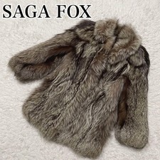 SAGA FOX Silver Fox Fur Coat Silver SAGA Size 11 Raglan Sleeve 80cm/31.5in