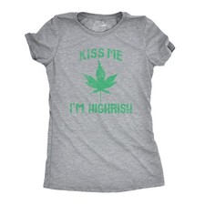 Womens Kiss Me Im Highrish Funny Saint Patricks Day T Shirt St Pattys Shamrock