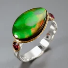 Antique ring 6 ct+ Natural Ammolite Ring 925 Sterling Silver Size 7.5 /R469611