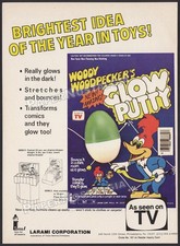 WOODY WOODPECKER's GLOW PUTTY - Orig. 1978 Trade AD / ADVERT Larami silly