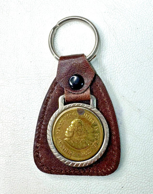 Vintage 1960s South Africa Coin Keychain Eendrag Maak Mag ''Unity is Strength''