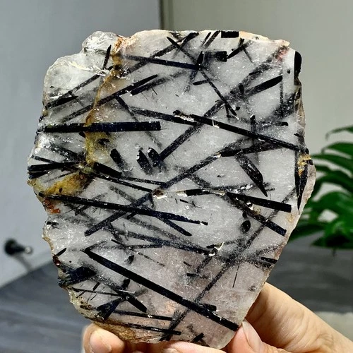 153G Natural Black Hair Crystal Phantom Mineral Specimens Healing