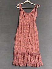 J Crew Dress 4 Pink Floral Midi Ruffle Smocked Prairie Cottage Dainty Country