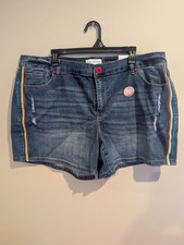 NWT Womens Lane Bryant Flex Magic Waistband Rainbow Denim Jean Shorts Size 18
