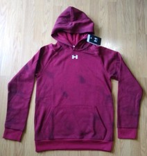 Under Armour Boys Hooded Sweatshirt YXL Youth X-Large Dark Red Black UA NEW NWT