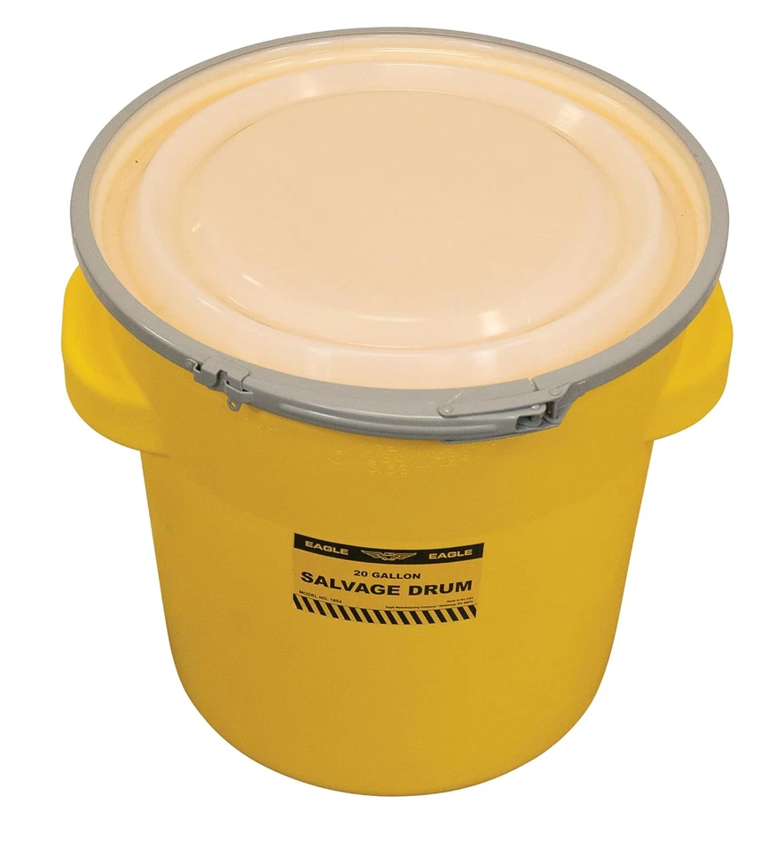 Tambor de plástico de 20 galones con tapa, bloqueo de palanca de metal, 20,4"X20,9", tambor de rescate loco Foto 3 de 4
