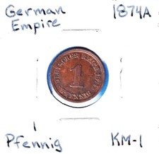 1874A German Empire 1 Pfennig (KM-1) Copper [Wilhelm I]  Berlin Mint
