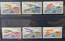 Znaczki z motywem samolotów, 6 pięknych znaczków z Monako, czyste
