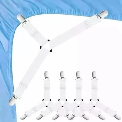 4 Stück Dreieck Bettlaken Matratzenhalter Verschluss Greifer Clips Hosenträger Riemen