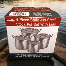 EuroWare 4-piece Stainless Steel Stock Pot Set 5.25qt-7.5qt-10.5qt-15qt