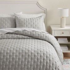 Pottery Barn Teen Amelia Tencel Quilted Sham Grey Mist Standard 26"x20" NEW 