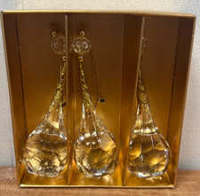 Clear Icicle Ornaments Set Of 3 Gold Accents 5  Christmas