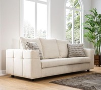 Luxus Modernes Sofa 3 Sitzer Polstersofa Weiß Textill Sitz Design Couch Sofas
