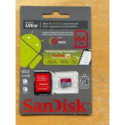 SanDisk Ultra 64GB microSDHC UHS-I Class 10 Memory Card with Adapter 30MB/s NEW