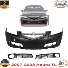 Front Bumper Cover Primed Kit For 2007-2008 Acura Tl With Fog Light Trim 3.2l