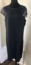 Calvin Klein Womens size 12 Black sequin Accent Cap Sleeve Sheath Dress