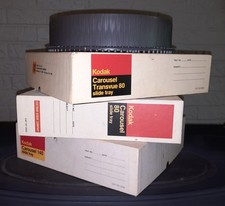 Lot of 4 Kodak Carousel Slide Trays 3 hold 80, 1 holds 140 ; 3 w/ Boxes, 1 w/o