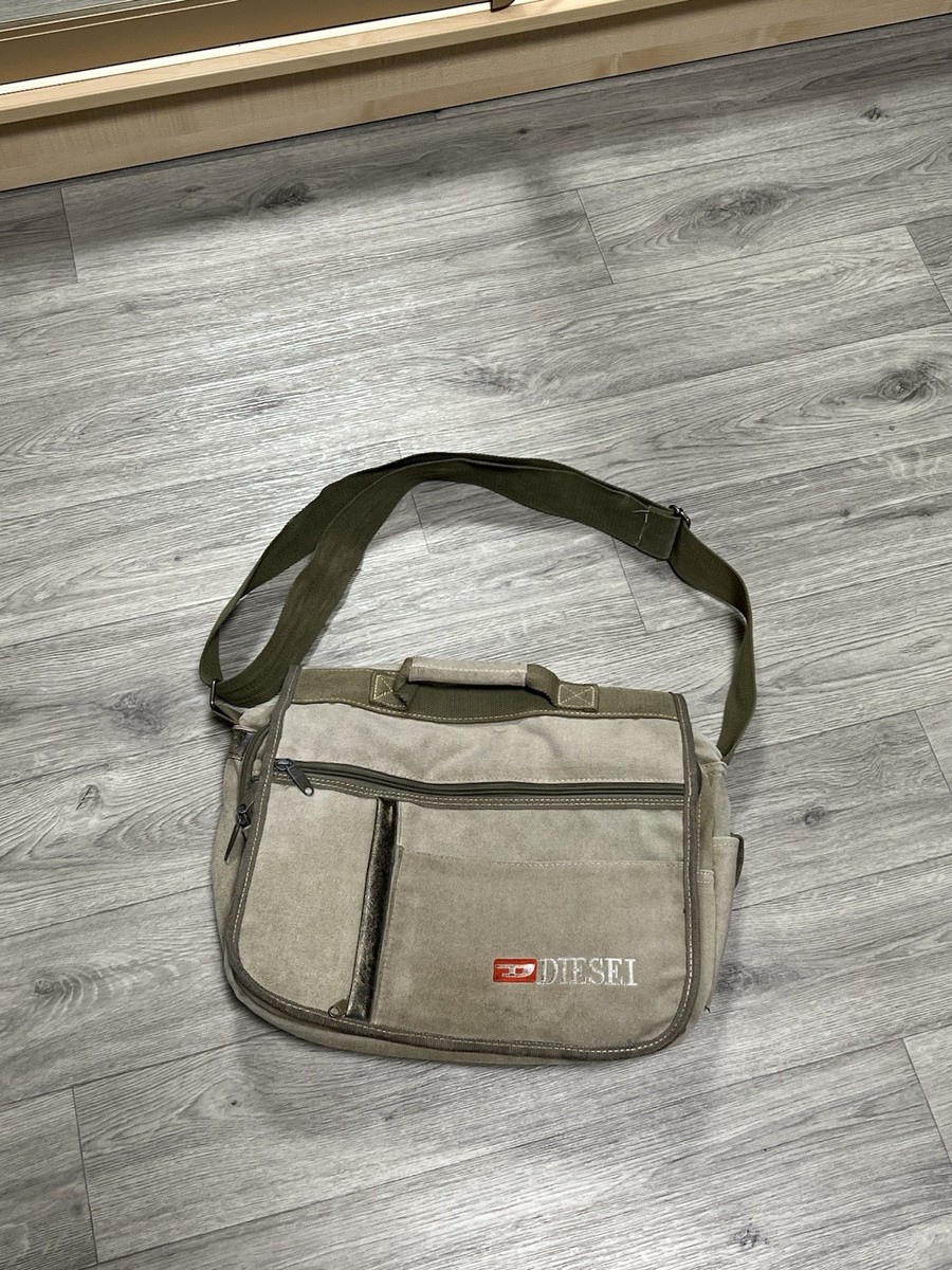 Vintage Diesel Canvas Messenger Bag Shoulder Crossbody Khaki Green