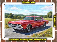 Metal Sign - 1967 Oldsmobile 442 Red Watercolor - 10x14