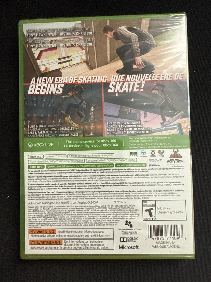 Tony Hawk's Pro Skater 5 Microsoft Xbox 360 2015 - New Sealed Good Condition - Image 2 of 4