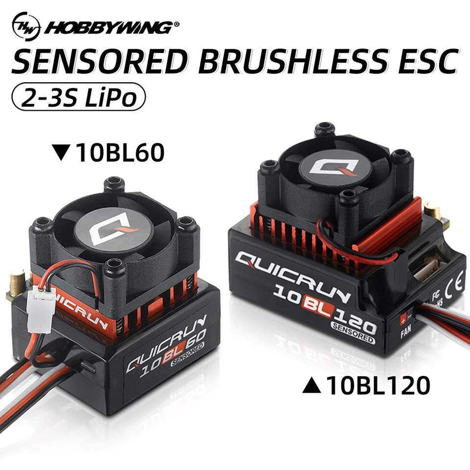 Hobbywing QUICRUN Sensored 120A/60A 2-3S Lipo Brushless ESC for 1/10 Car - Image 2 of 4