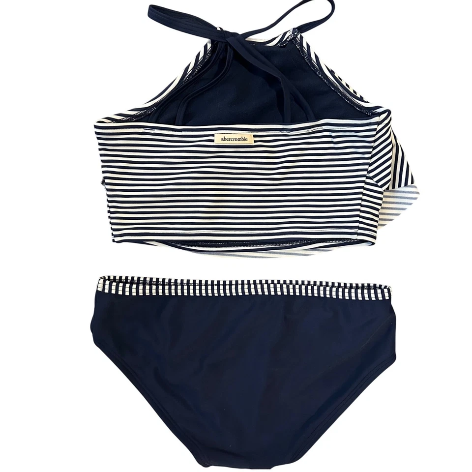 Traje de baño Abercrombie niños niñas 13/14 azul marino blanco rayas bikini de dos piezas Foto 2 de 4