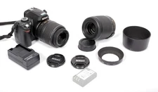 Nikon D60 DSLR with Nikkor 18-55mm + 55-200mm VR lenses +battery + charger #1375