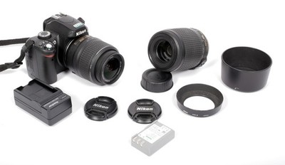 Nikon D60 DSLR with Nikkor 18-55mm 55-200mm VR lenses +battery charger #1375